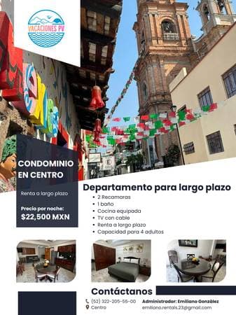 Centro 2 bedrooms 1 bath apartment for long term rent!