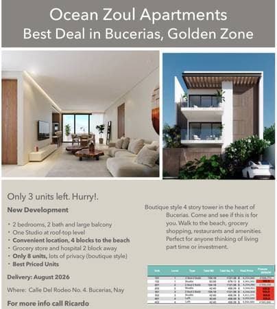 Bucerias Pre-Construction. 3 left Starting at $222,000 USD